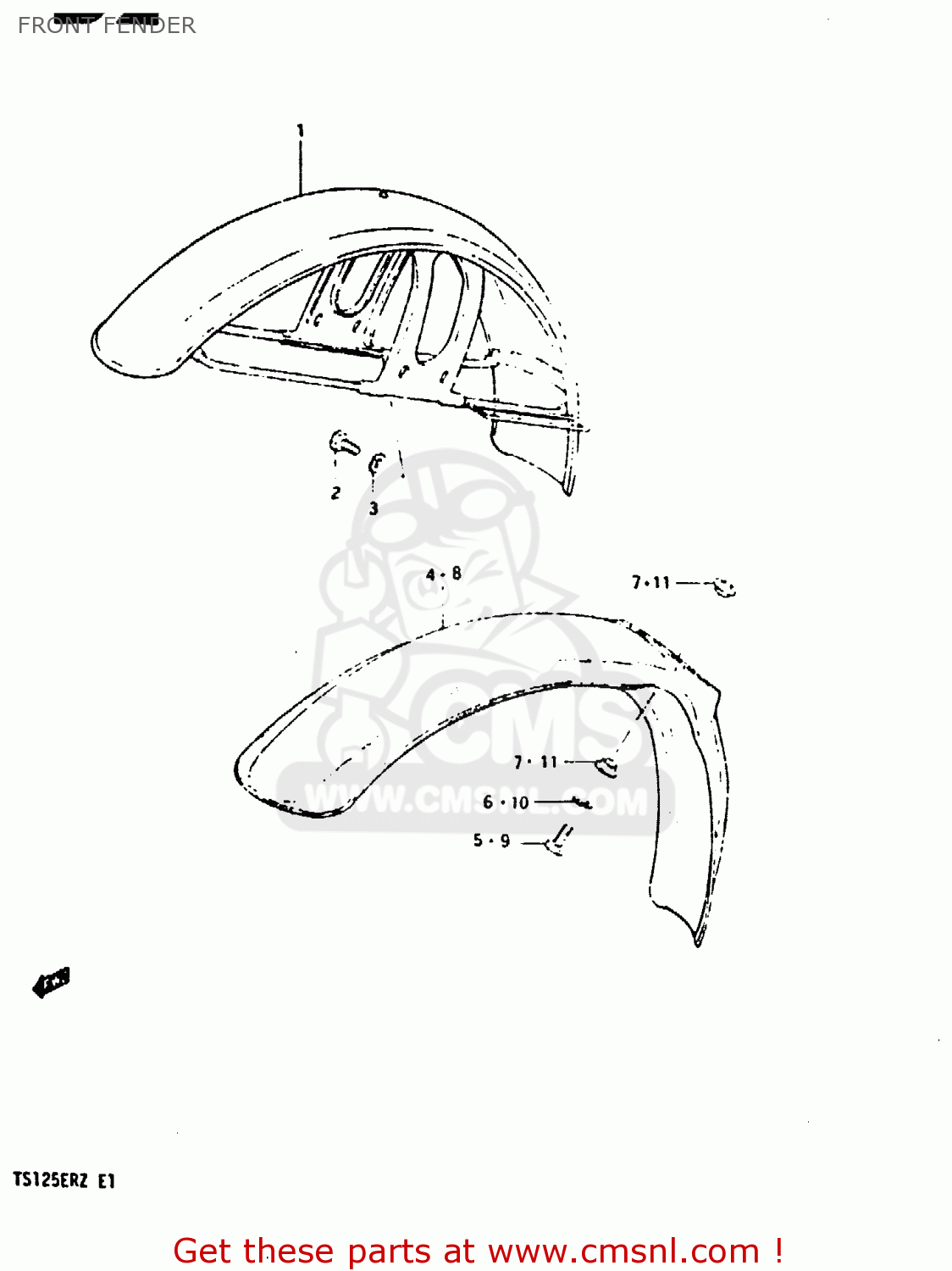 FRONT FENDER TS125ER 1982 (Z) (1 2 6 E08 E09 E15 E17 E18 E21 E24 E30 E31 E95)