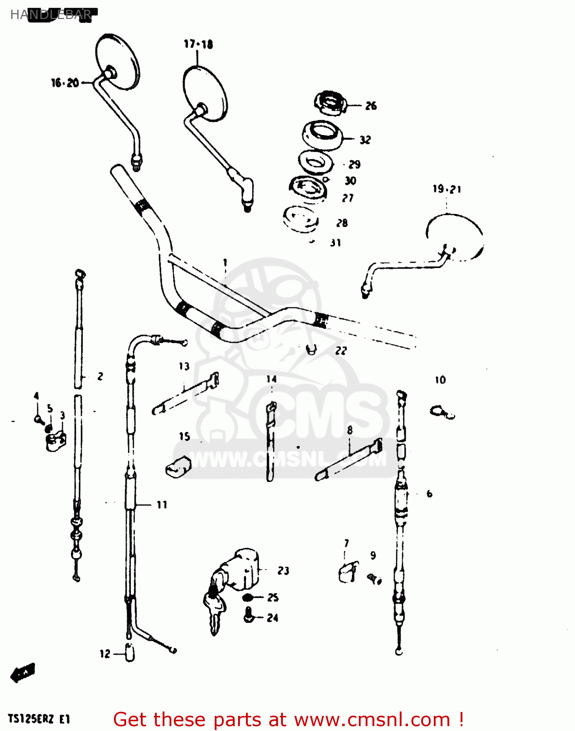 HANDLEBAR TS125ER 1982 (Z) (1 2 6 E08 E09 E15 E17 E18 E21 E24 E30 E31 E95)