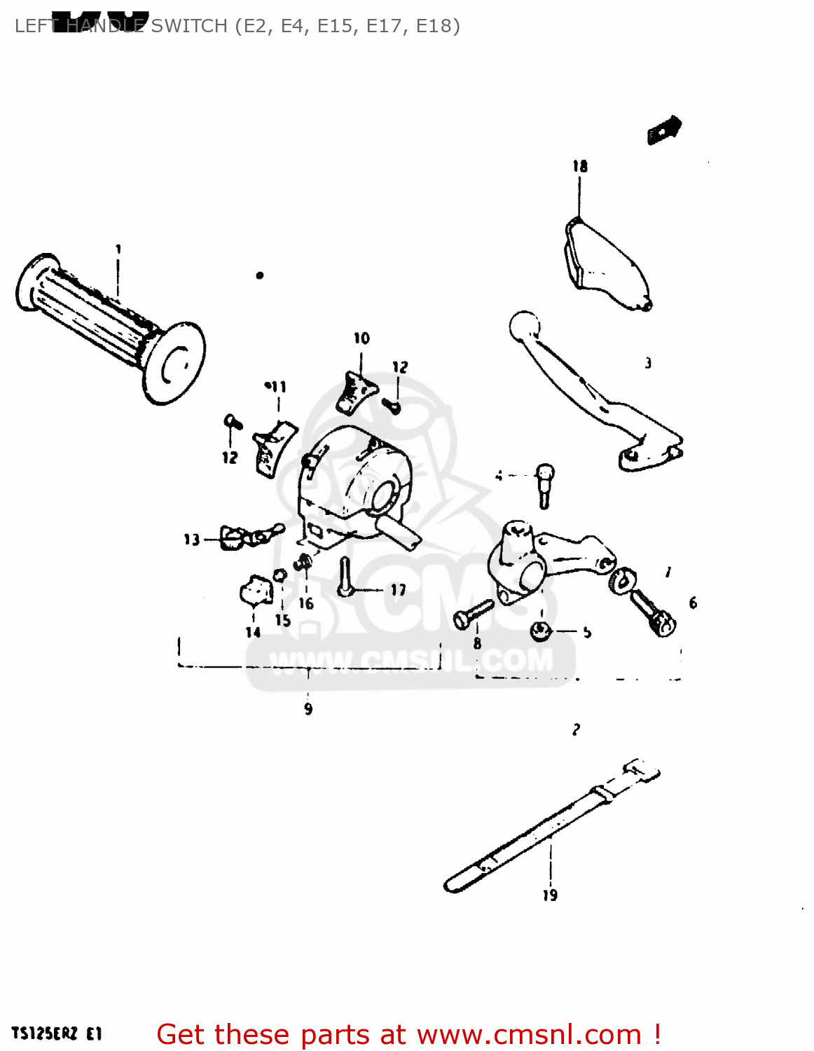 LEFT HANDLE SWITCH (E2, E4, E15, E17, E18) TS125ER 1982 (Z) (1 2 6 E08 E09 E15 E17 E18 E21 E24 E30 E31 E95)