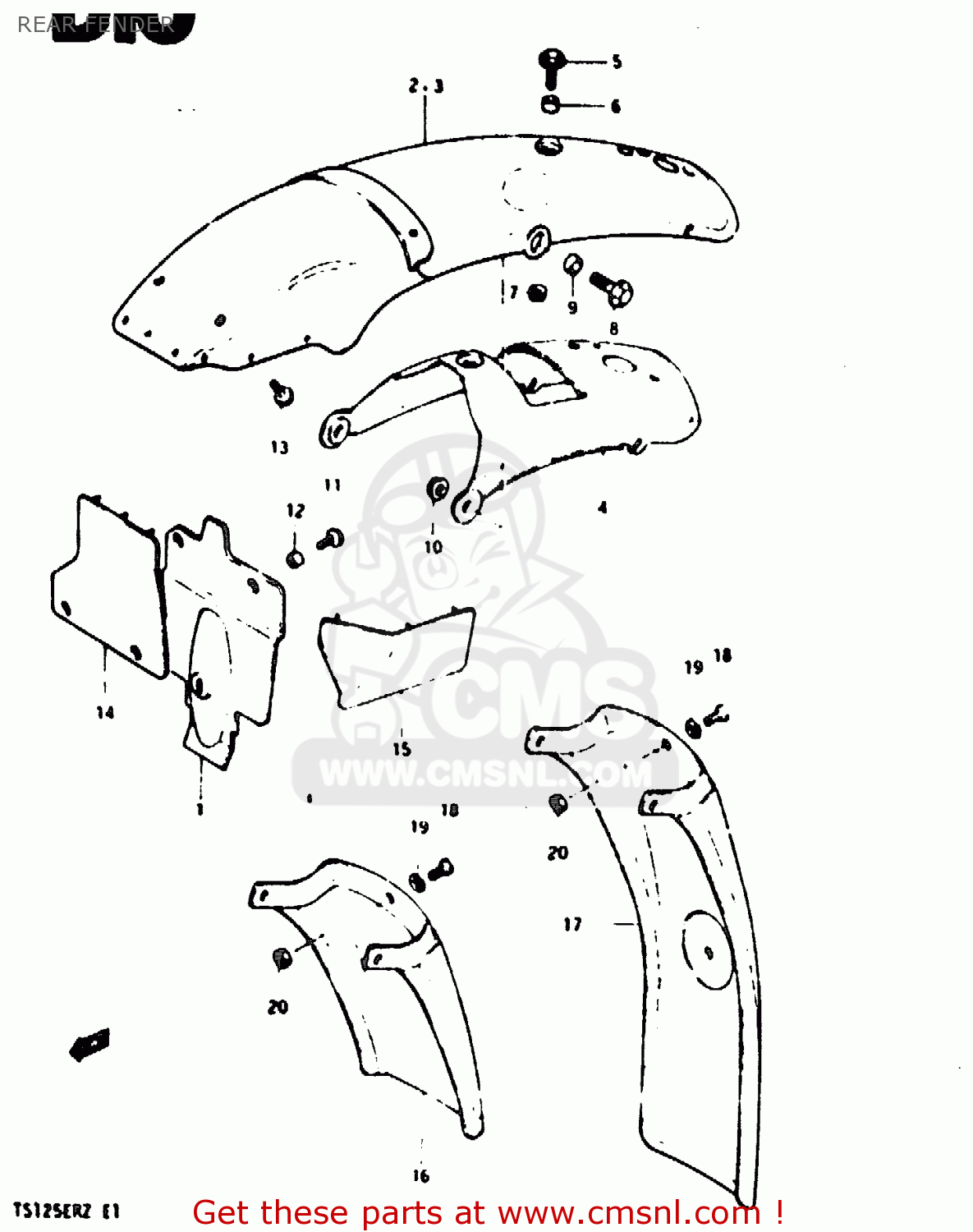 REAR FENDER TS125ER 1982 (Z) (1 2 6 E08 E09 E15 E17 E18 E21 E24 E30 E31 E95)