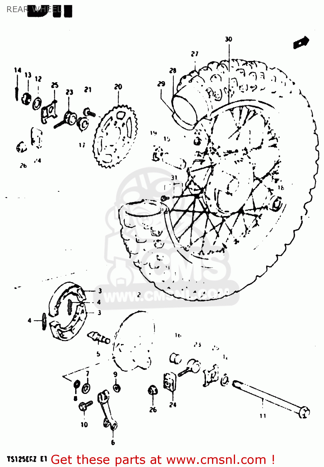 REAR WHEEL TS125ER 1982 (Z) (1 2 6 E08 E09 E15 E17 E18 E21 E24 E30 E31 E95)