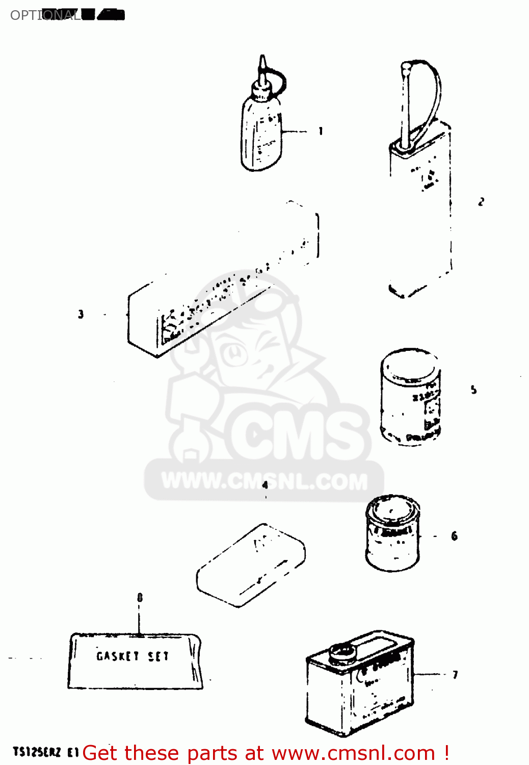 OPTIONAL TS125ER 1982 (Z) (1 2 6 E08 E09 E15 E17 E18 E21 E24 E30 E31 E95)