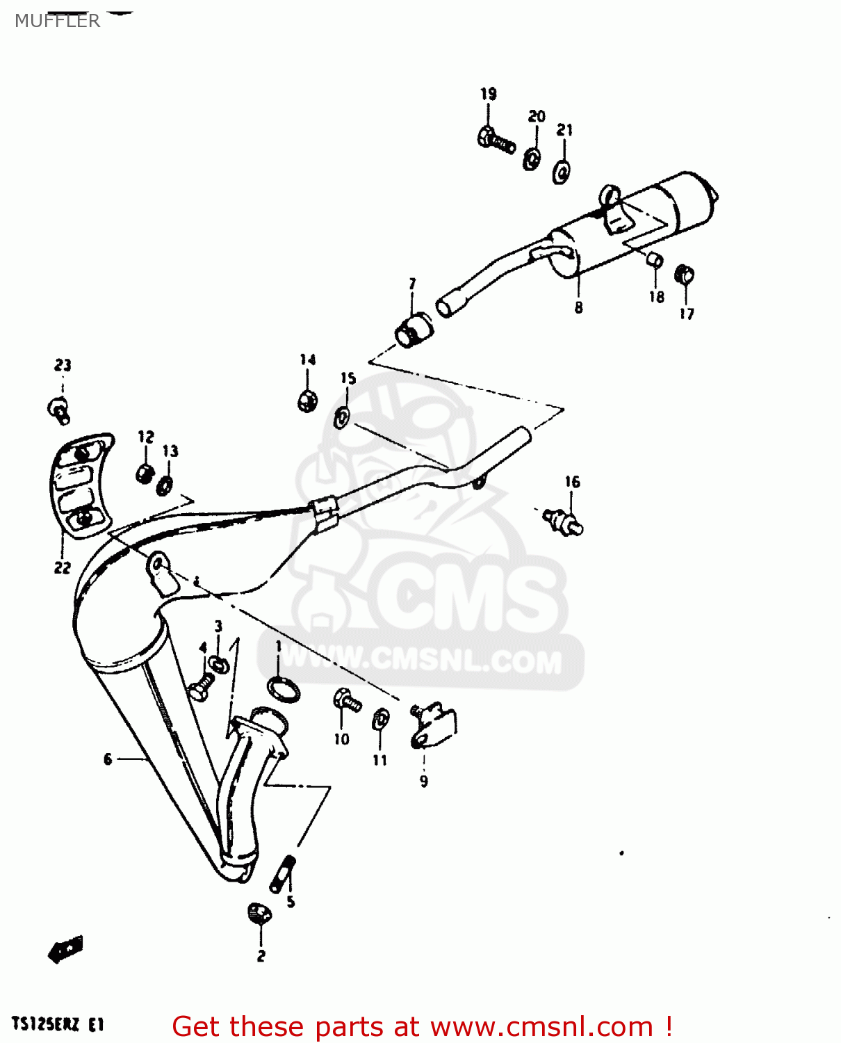 MUFFLER TS125ER 1982 (Z) (1 2 6 E08 E09 E15 E17 E18 E21 E24 E30 E31 E95)