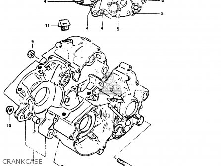 CRANKCASE - TS125ER 1982 (Z) (1 2 6 E08 E09 E15 E17 E18 E21 E24 E30 E31 E95)