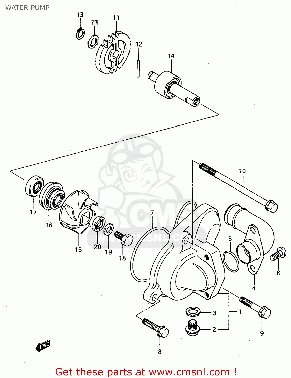 WATER PUMP TS125R 1989 (K) (E02 E04 E15 E17 E18 E21 E24 E34 E53)