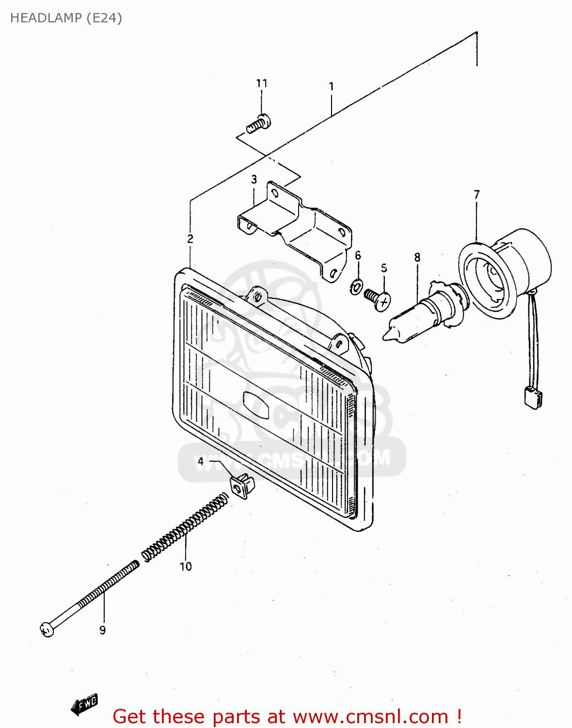 HEADLAMP (E24) TS125R 1989 (K) (E02 E04 E15 E17 E18 E21 E24 E34 E53)