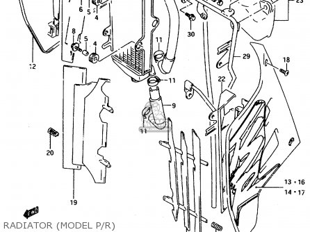 RADIATOR (MODEL P/R) - TS125R 1989 (K) (E02 E04 E15 E17 E18 E21 E24 E34 E53)