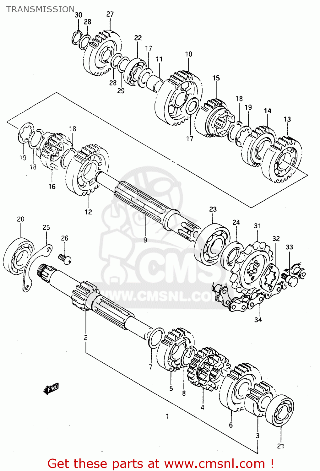TRANSMISSION TS125R 1990 (L) (E02 E04 E15 E17 E18 E21 E24 E34 E53)