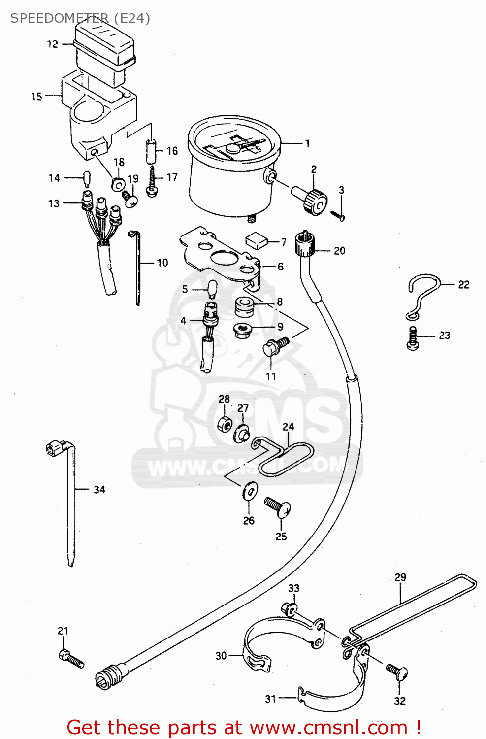 SPEEDOMETER (E24) TS125R 1990 (L) (E02 E04 E15 E17 E18 E21 E24 E34 E53)