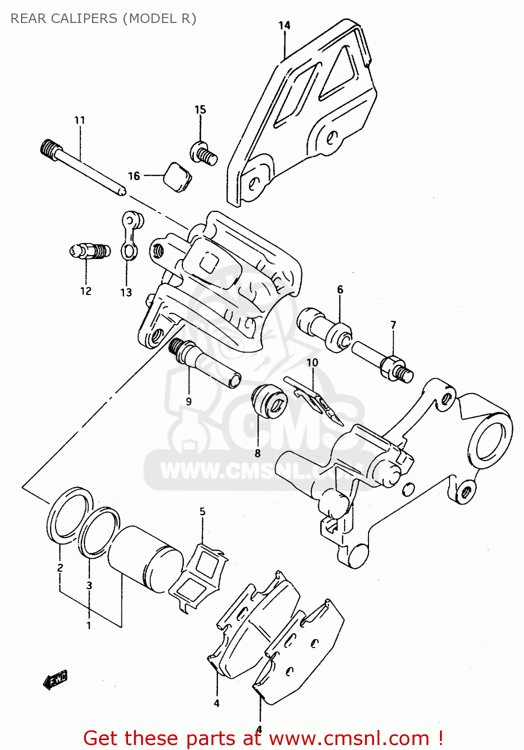 REAR CALIPERS (MODEL R) TS125R 1990 (L) (E02 E04 E15 E17 E18 E21 E24 E34 E53)
