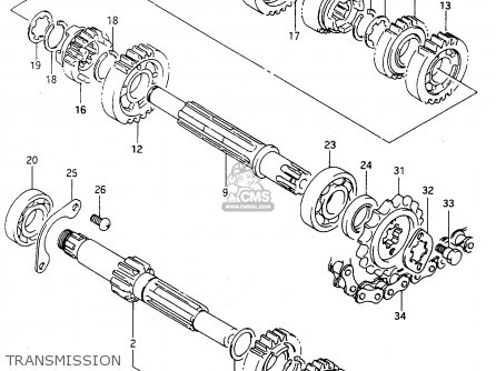 TRANSMISSION - TS125R 1990 (L) (E02 E04 E15 E17 E18 E21 E24 E34 E53)