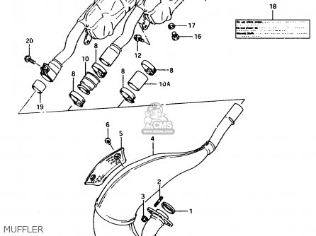 MUFFLER - TS125R 1990 (L) (E02 E04 E15 E17 E18 E21 E24 E34 E53)