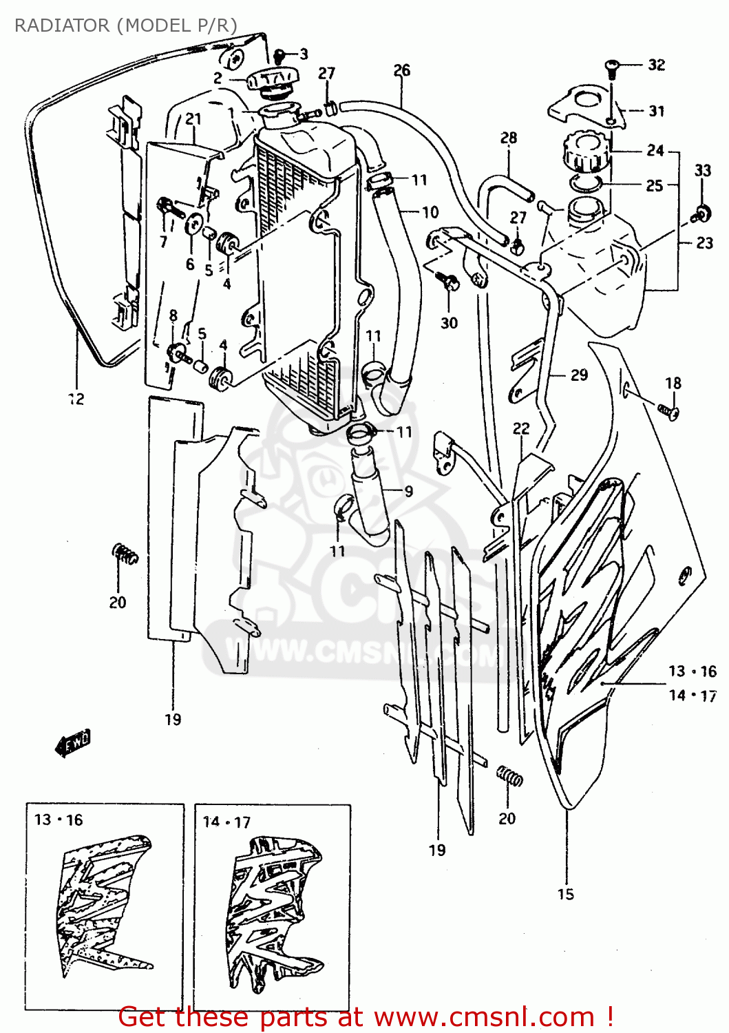 RADIATOR (MODEL P/R) TS125R 1991 (M) (E02 E04 E15 E17 E18 E21 E34 E53)