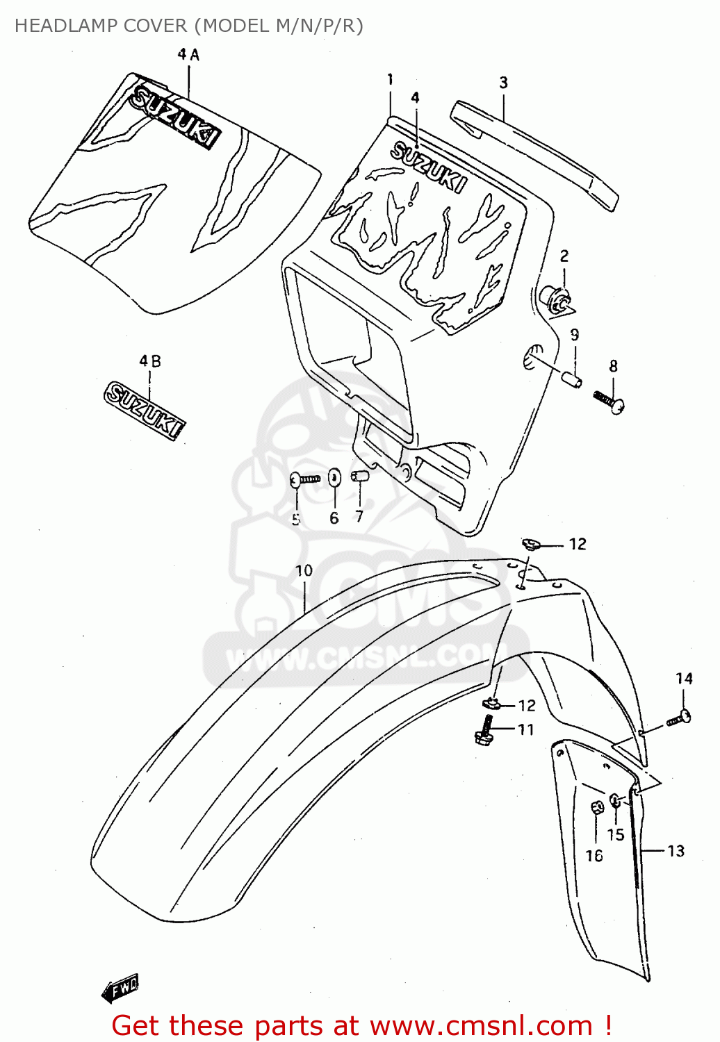 HEADLAMP COVER (MODEL M/N/P/R) TS125R 1991 (M) (E02 E04 E15 E17 E18 E21 E34 E53)