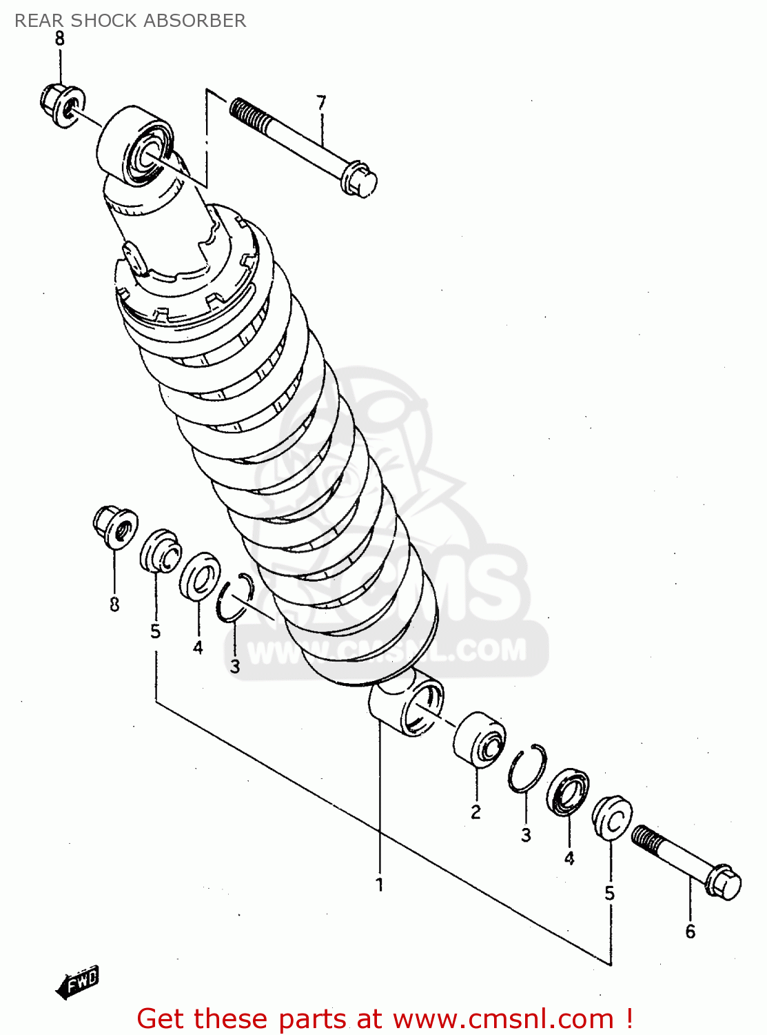 REAR SHOCK ABSORBER TS125R 1991 (M) (E02 E04 E15 E17 E18 E21 E34 E53)