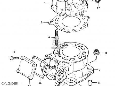 CYLINDER - TS125R 1991 (M) (E02 E04 E15 E17 E18 E21 E34 E53)