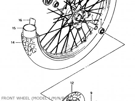 FRONT WHEEL (MODEL L/M/N/P/R) - TS125R 1991 (M) (E02 E04 E15 E17 E18 E21 E34 E53)