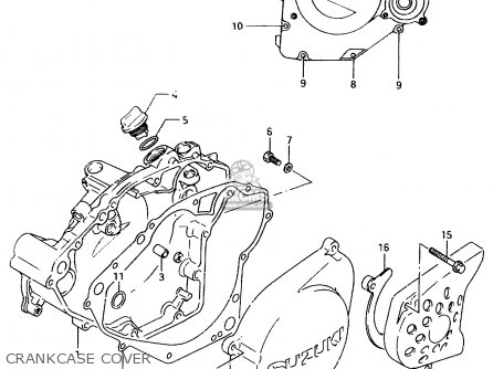 CRANKCASE COVER - TS125R 1991 (M) (E02 E04 E15 E17 E18 E21 E34 E53)