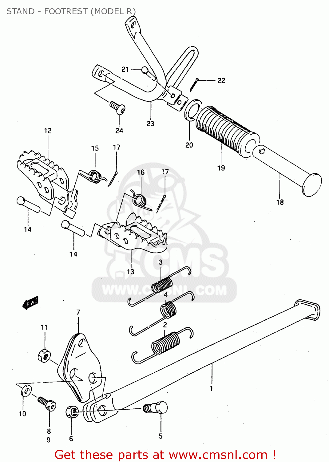 STAND - FOOTREST (MODEL R) TS125R 1992 (N) (E02 E04 E15 E17 E18 E21 E34 E53)