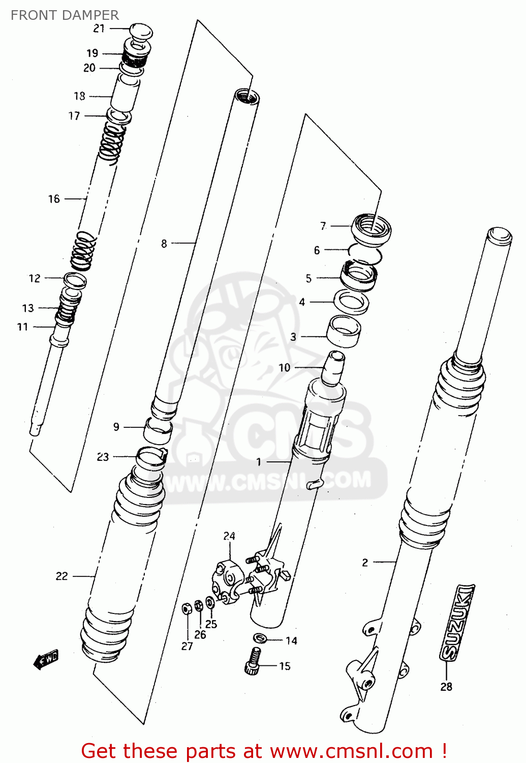 FRONT DAMPER TS125R 1992 (N) (E02 E04 E15 E17 E18 E21 E34 E53)