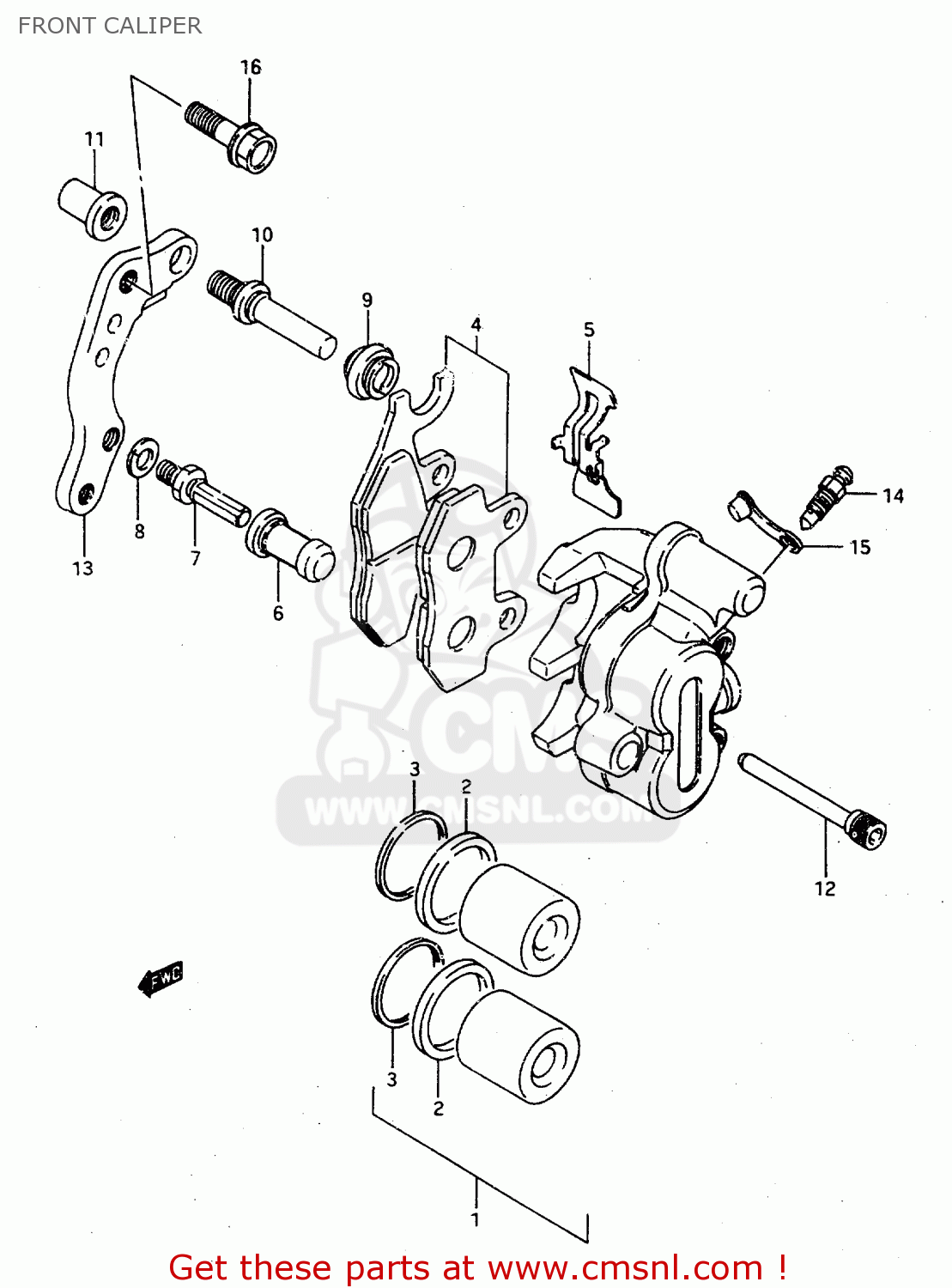 FRONT CALIPER TS125R 1992 (N) (E02 E04 E15 E17 E18 E21 E34 E53)