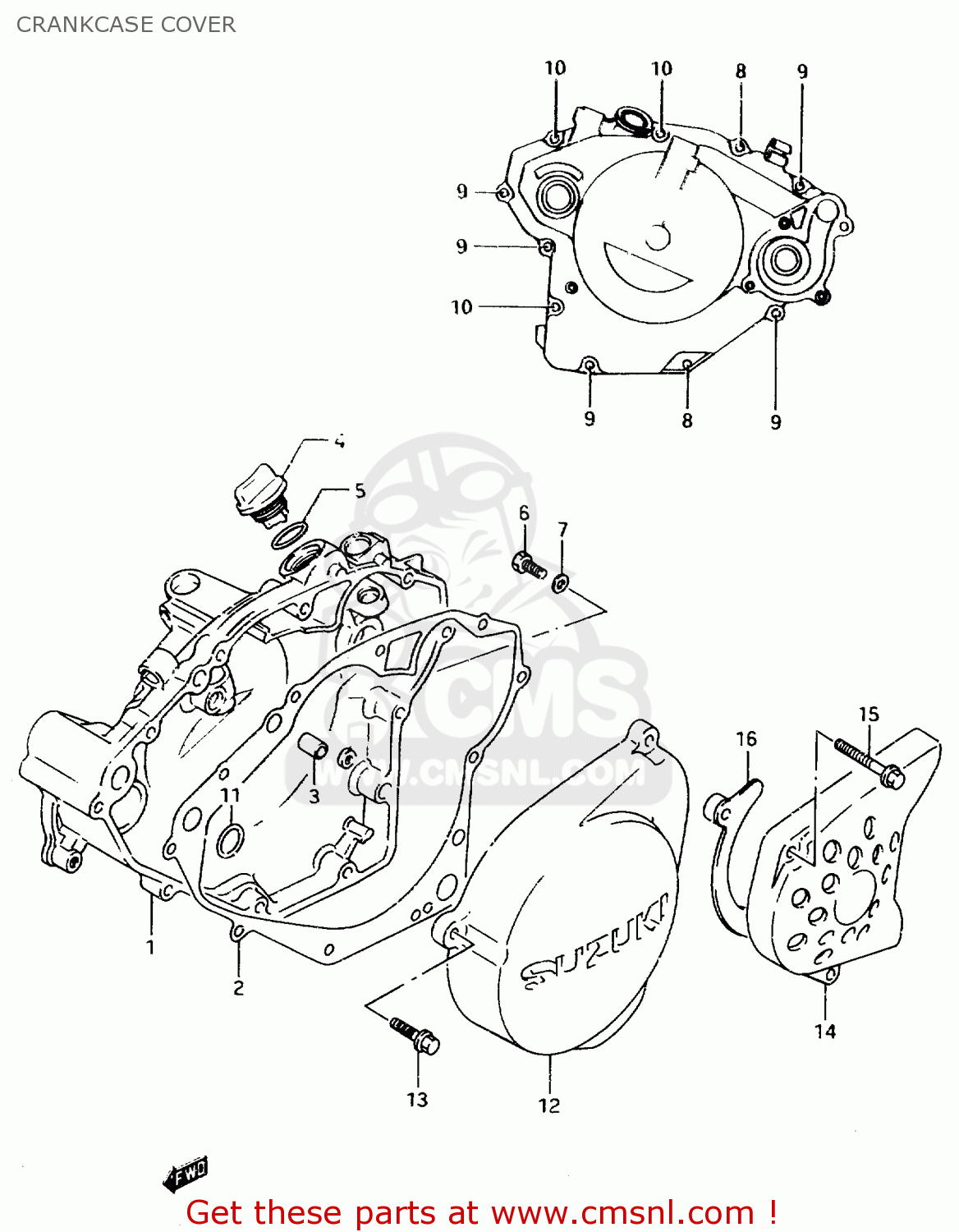 CRANKCASE COVER TS125R 1992 (N) (E02 E04 E15 E17 E18 E21 E34 E53)