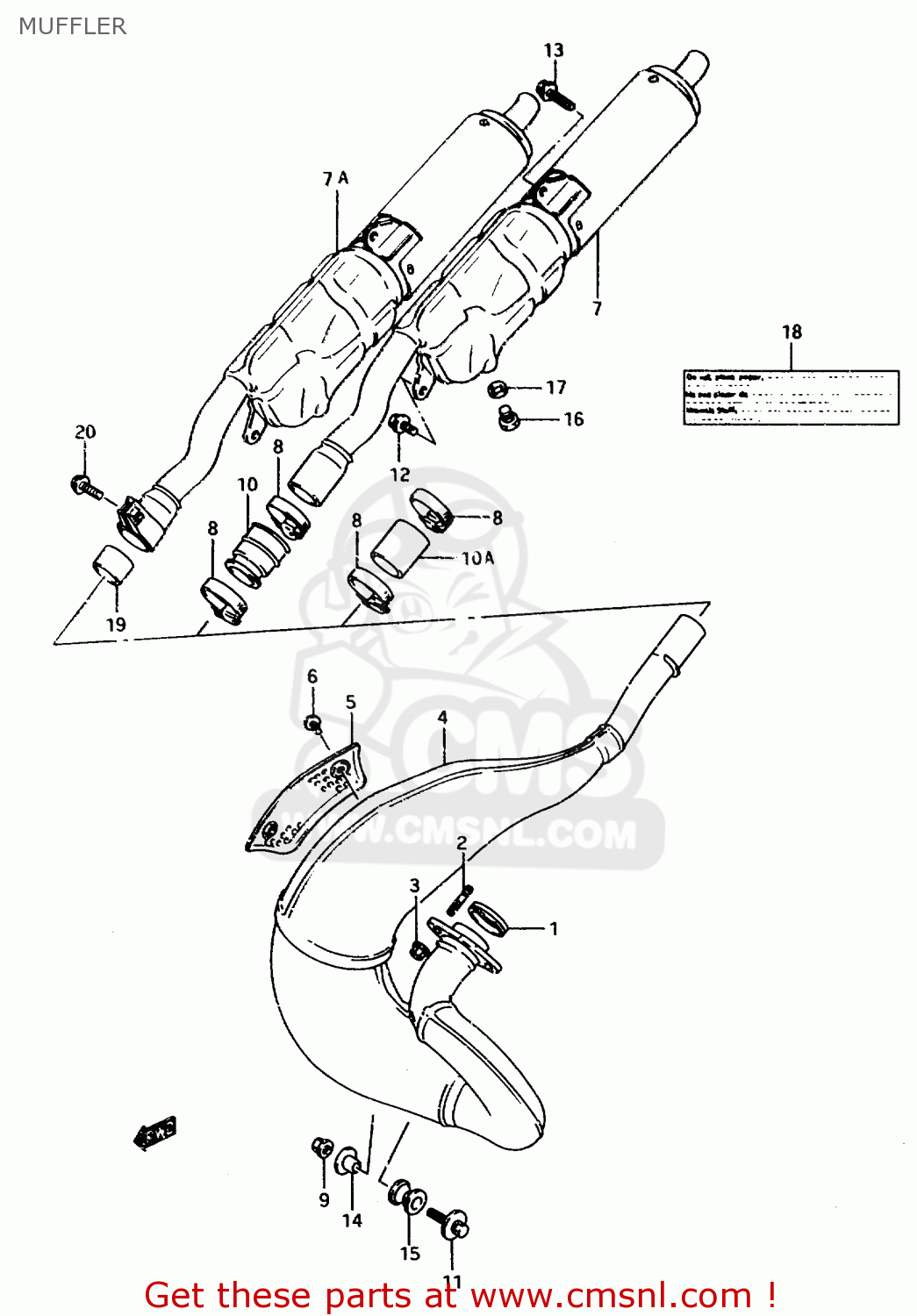 MUFFLER TS125R 1992 (N) (E02 E04 E15 E17 E18 E21 E34 E53)