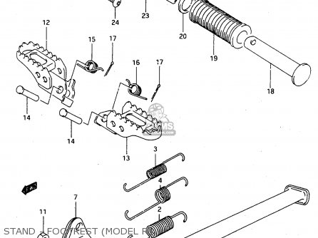 STAND - FOOTREST (MODEL R) - TS125R 1992 (N) (E02 E04 E15 E17 E18 E21 E34 E53)