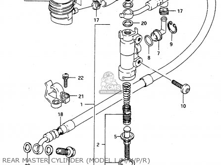 REAR MASTER CYLINDER (MODEL L/M/N/P/R) - TS125R 1992 (N) (E02 E04 E15 E17 E18 E21 E34 E53)