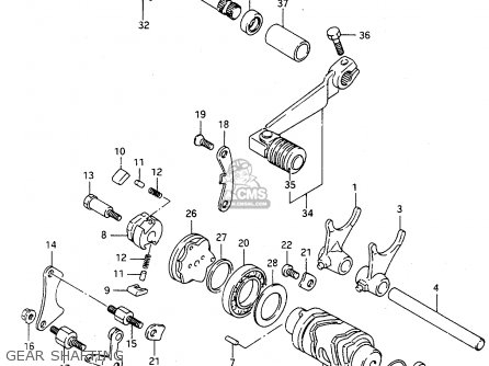 GEAR SHAFTING - TS125R 1993 (P) (E02 E04 E18 E21)