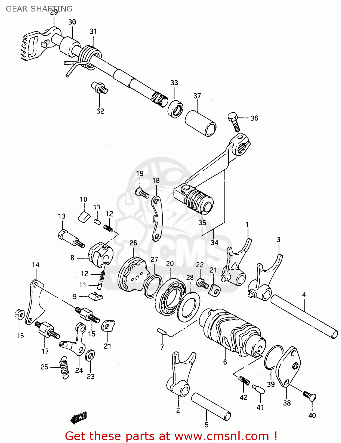 GEAR SHAFTING TS125R 1994 (R) (E02 E04 E18 E21)