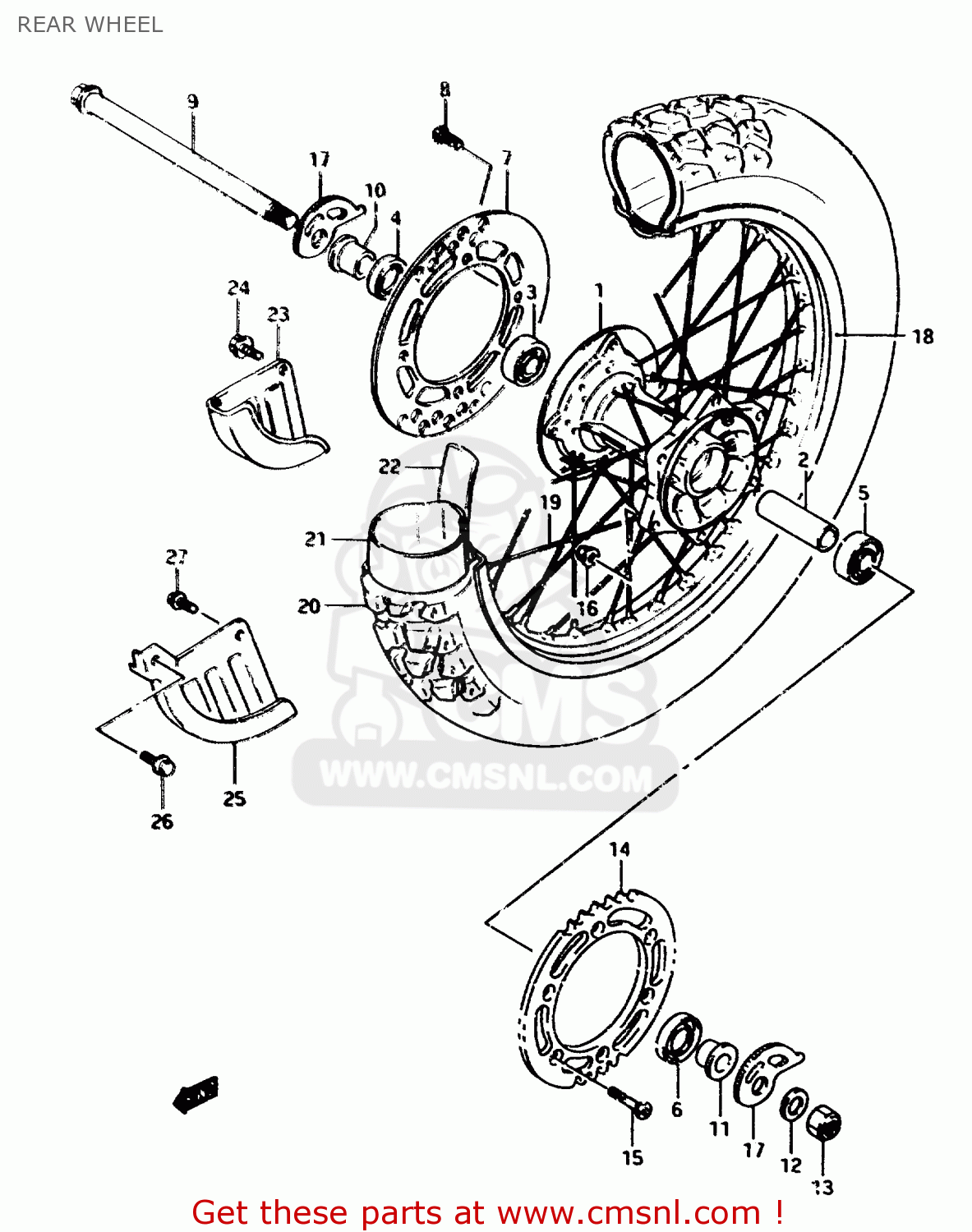 REAR WHEEL TS125R 1994 (R) (E02 E04 E18 E21)