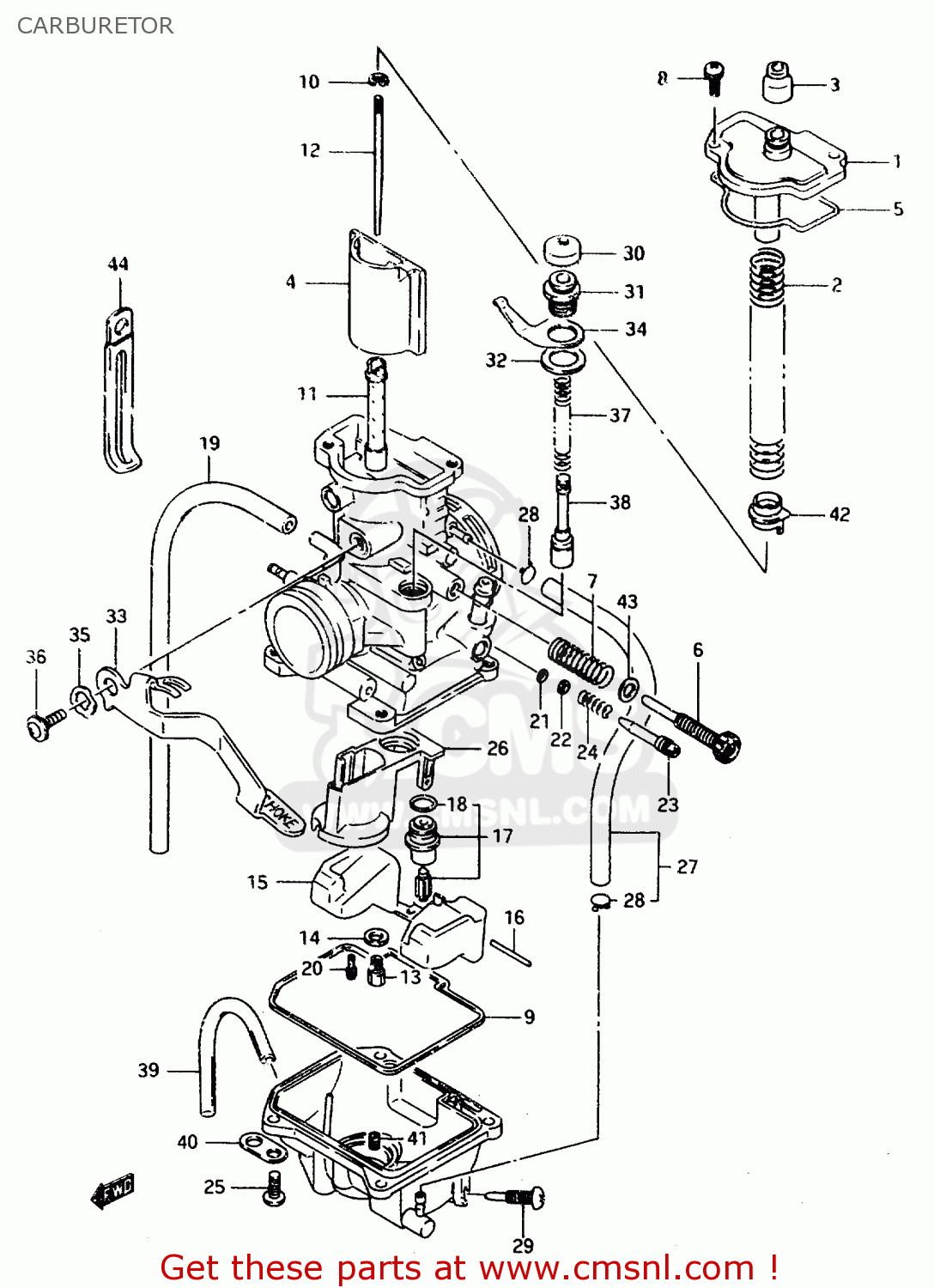CARBURETOR TS125R 1994 (R) (E02 E04 E18 E21)