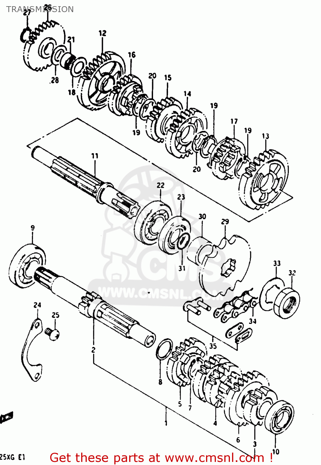 TRANSMISSION TS125X 1984 (E) (E01 E02 E04 E06 E15 E17 E18 E21 E22 E24 E27)
