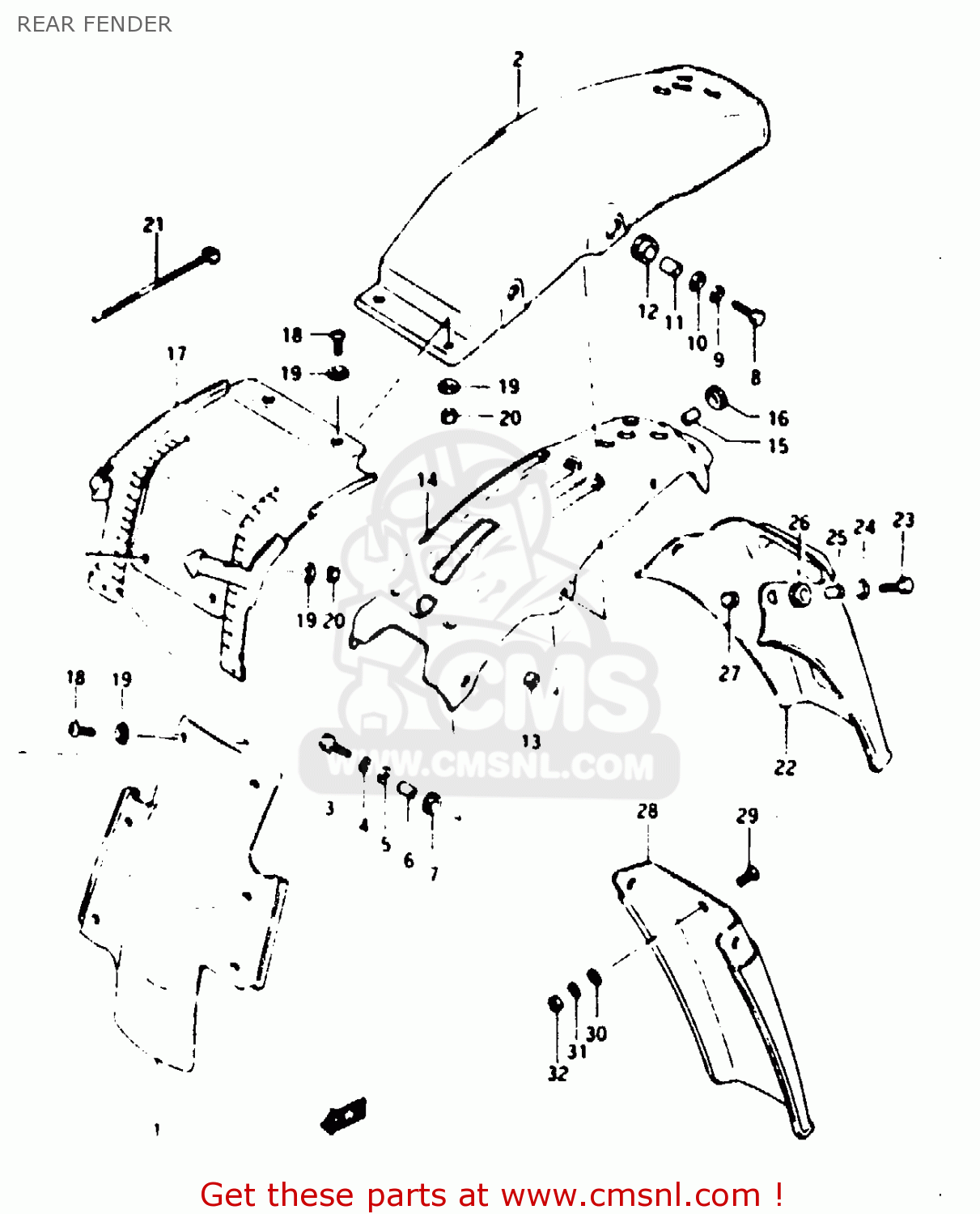 REAR FENDER TS125X 1984 (E) (E01 E02 E04 E06 E15 E17 E18 E21 E22 E24 E27)