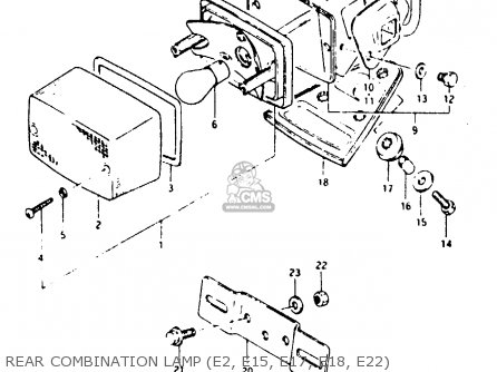 REAR COMBINATION LAMP (E2, E15, E17, E18, E22) - TS125X 1984 (E) (E01 E02 E04 E06 E15 E17 E18 E21 E22 E24 E27)