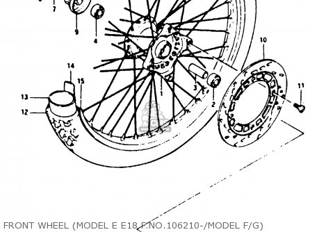 FRONT WHEEL (MODEL E E18 F.NO.106210-/MODEL F/G) - TS125X 1984 (E) (E01 E02 E04 E06 E15 E17 E18 E21 E22 E24 E27)