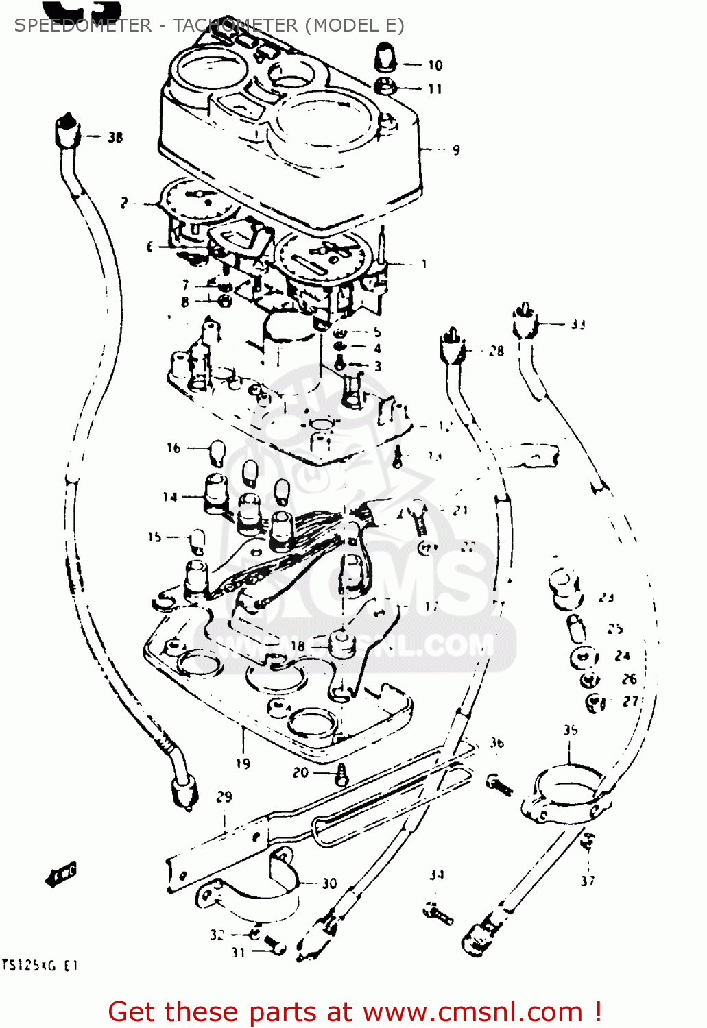 SPEEDOMETER - TACHOMETER (MODEL E) TS125X 1985 (F) (E01 E02 E04 E06 E15 E17 E18 E21 E22 E27)