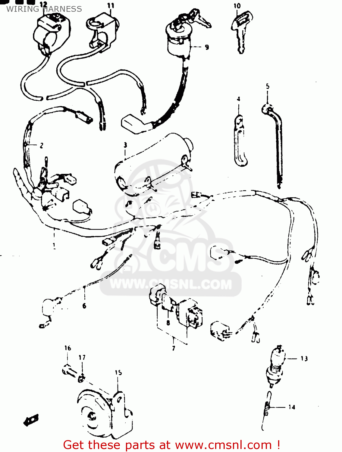 WIRING HARNESS TS125X 1985 (F) (E01 E02 E04 E06 E15 E17 E18 E21 E22 E27)