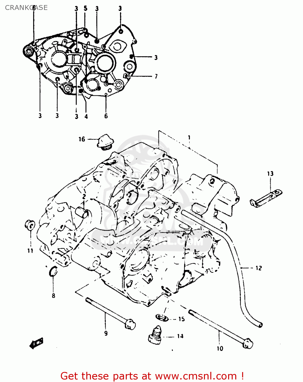 CRANKCASE TS125X 1985 (F) (E01 E02 E04 E06 E15 E17 E18 E21 E22 E27)