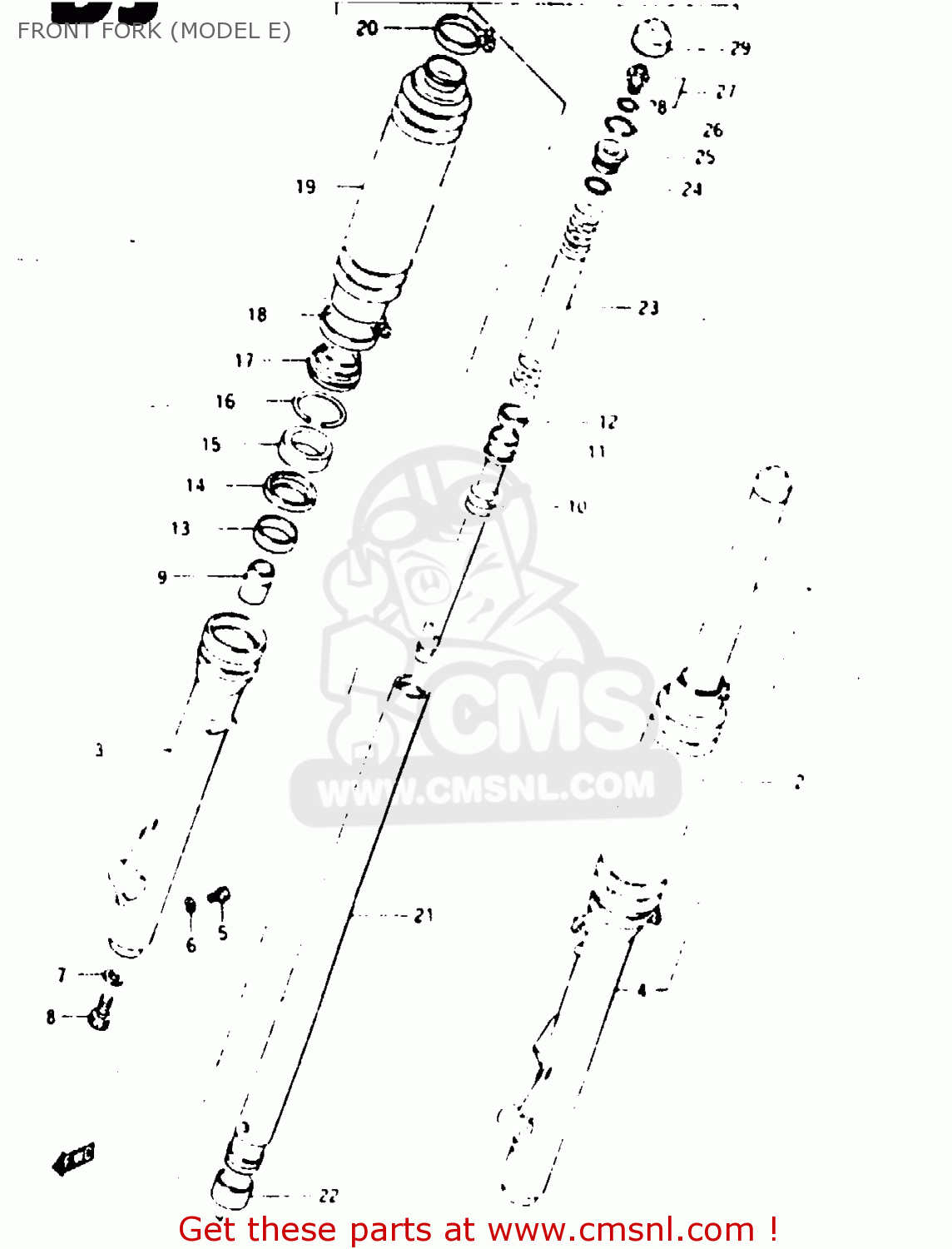 FRONT FORK (MODEL E) TS125X 1985 (F) (E01 E02 E04 E06 E15 E17 E18 E21 E22 E27)