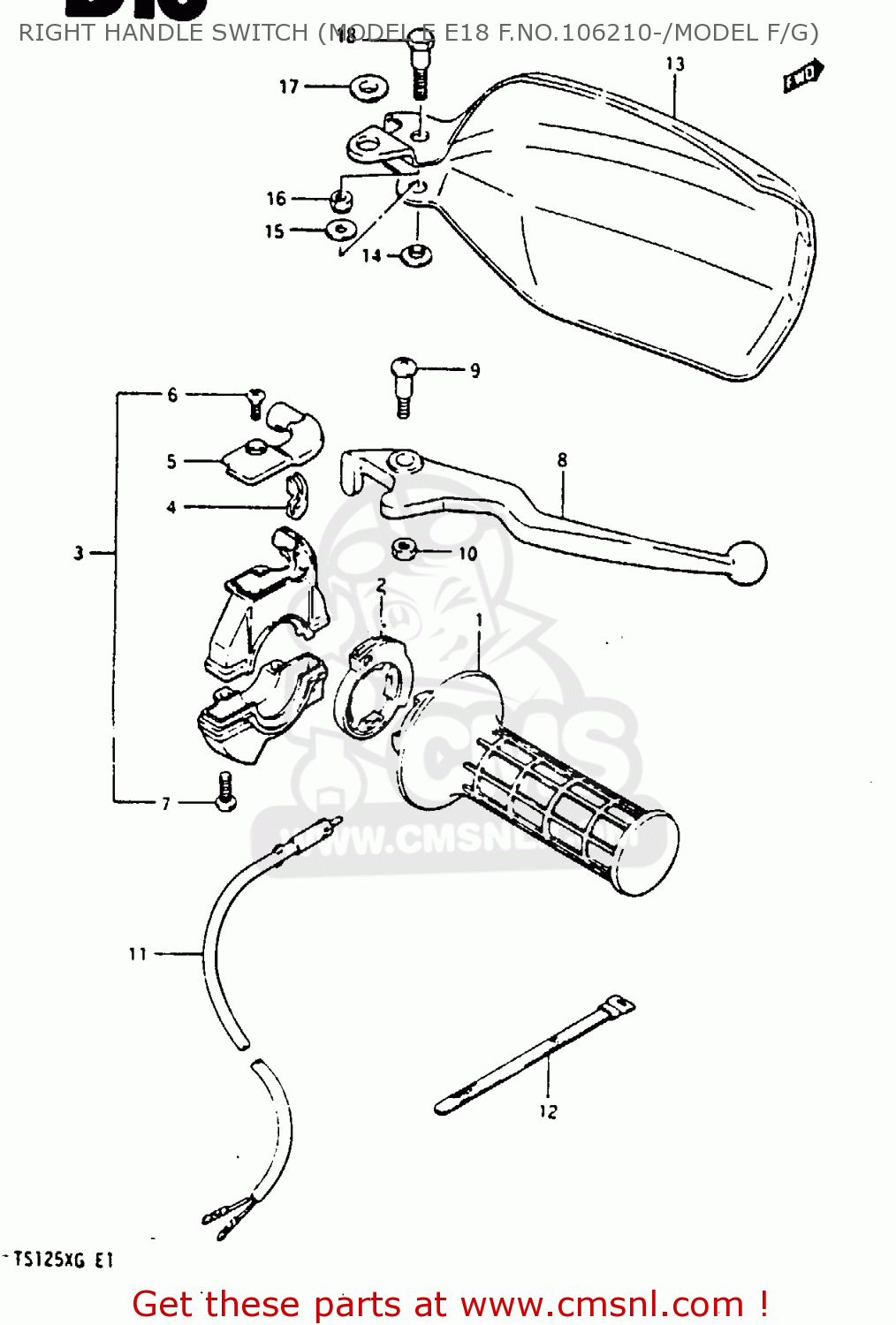 RIGHT HANDLE SWITCH (MODEL E E18 F.NO.106210-/MODEL F/G) TS125X 1985 (F) (E01 E02 E04 E06 E15 E17 E18 E21 E22 E27)
