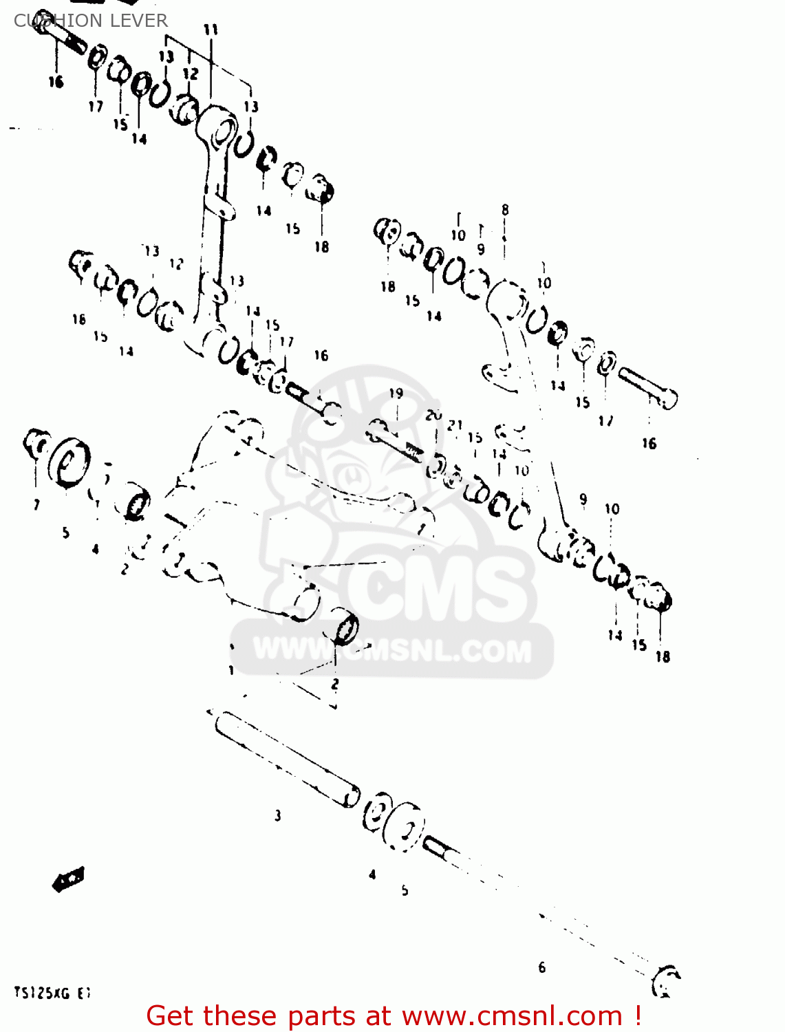 CUSHION LEVER TS125X 1985 (F) (E01 E02 E04 E06 E15 E17 E18 E21 E22 E27)