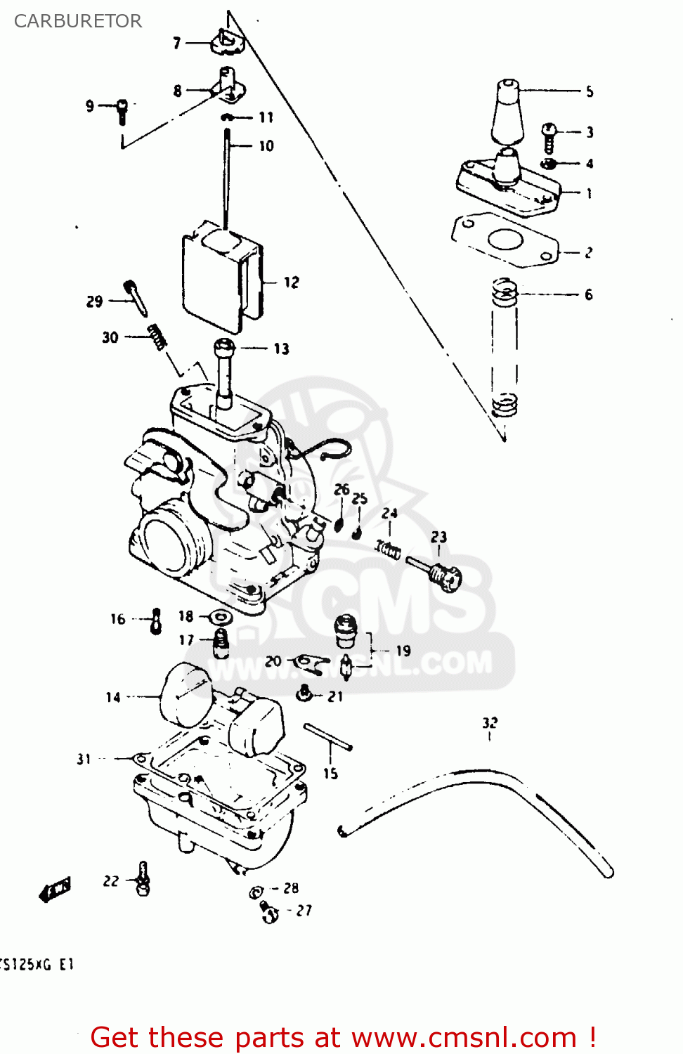 CARBURETOR TS125X 1985 (F) (E01 E02 E04 E06 E15 E17 E18 E21 E22 E27)