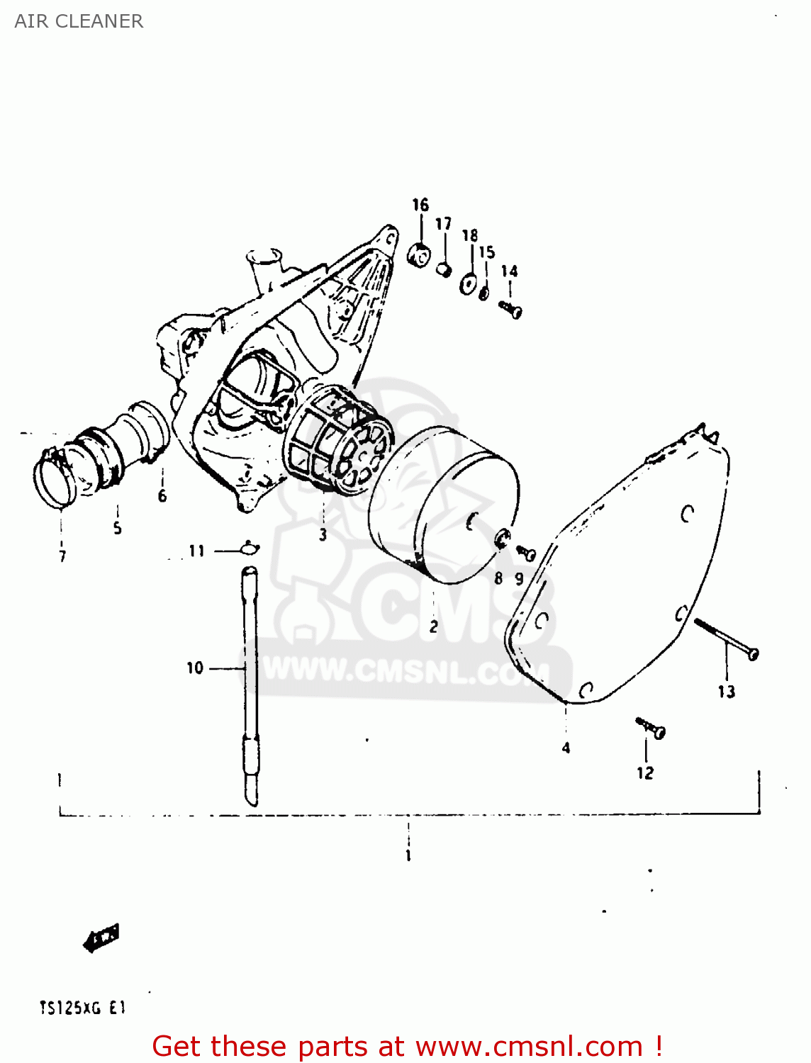 AIR CLEANER TS125X 1985 (F) (E01 E02 E04 E06 E15 E17 E18 E21 E22 E27)