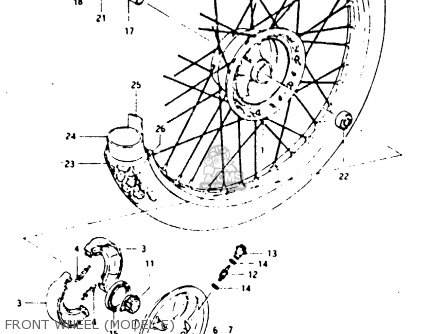 FRONT WHEEL (MODEL E) - TS125X 1985 (F) (E01 E02 E04 E06 E15 E17 E18 E21 E22 E27)