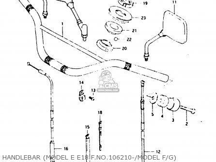 HANDLEBAR (MODEL E E18 F.NO.106210-/MODEL F/G) - TS125X 1985 (F) (E01 E02 E04 E06 E15 E17 E18 E21 E22 E27)