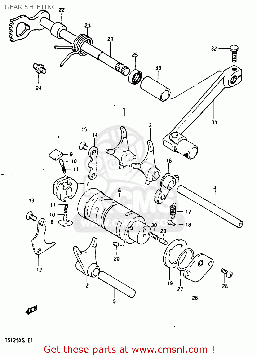 GEAR SHIFTING TS125X 1986 (G) (E01 E02 E04 E06 E15 E17 E18 E21 E24)