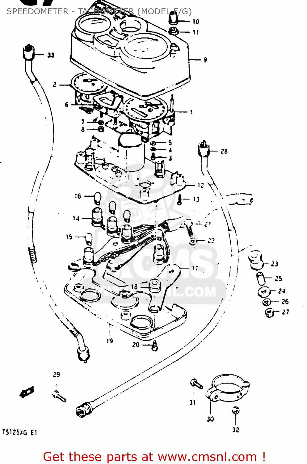 SPEEDOMETER - TACHOMETER (MODEL F/G) TS125X 1986 (G) (E01 E02 E04 E06 E15 E17 E18 E21 E24)