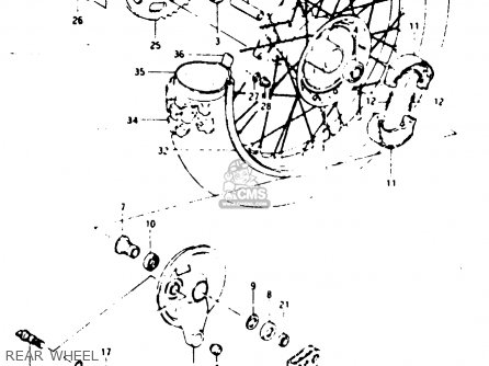 REAR WHEEL - TS125X 1986 (G) (E01 E02 E04 E06 E15 E17 E18 E21 E24)